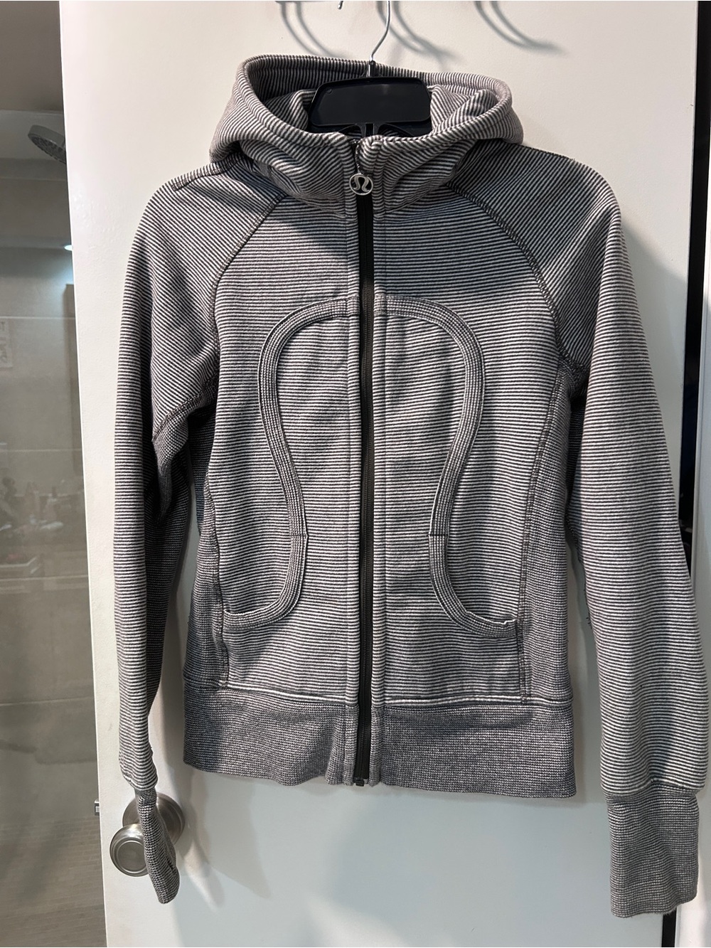 lululemon athletica Heathered Gray Striped Lined Hoodie